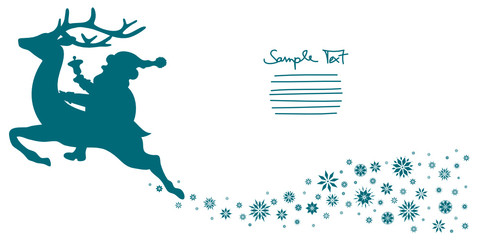 Poster - Riding Santa Snowflakes Turquoise