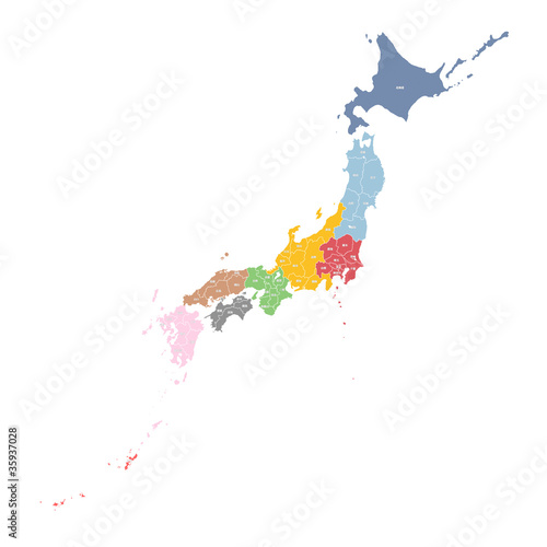 日本地図 県名入り Stock Illustration Adobe Stock