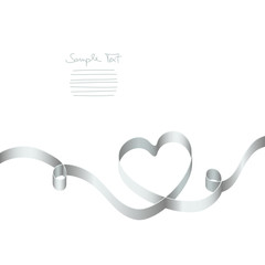 Wall Mural - Silver Ribbon Heart 2 Swirls