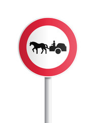 Poster - Panneau - accès interdit aux véhicules a traction animale