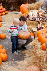 family at the pumpkin patch