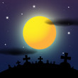 canvas print picture Cemetery Night Halloween Illustration
