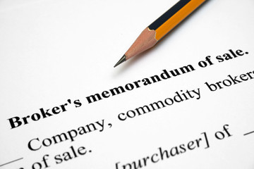 Sticker - Broker memorandum of sale