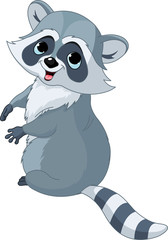 Sticker - Cute cartoon raccoon