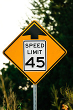 Road Sign Used In The USA, 45 MPH Speed Limit.