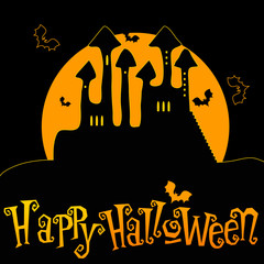 Wall Mural - Cute Halloween haunted castle illustration