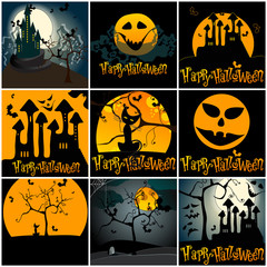 Wall Mural - Set of cute Halloween illustrations