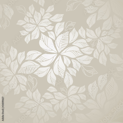 Fototapeta na wymiar Seamless silver leaves wallpaper