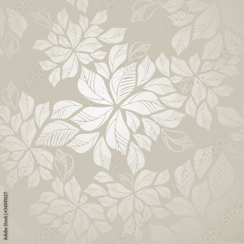 Plakat na zamówienie Seamless silver leaves wallpaper