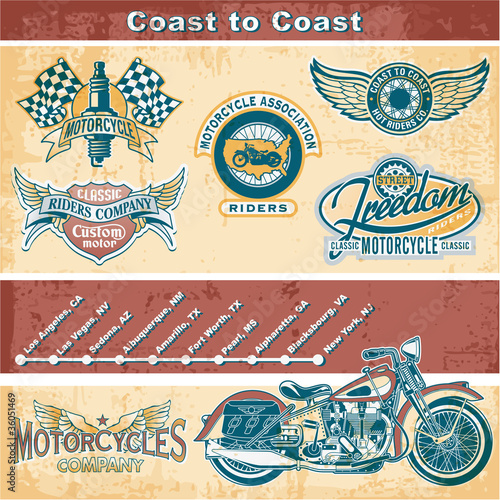 Obraz w ramie Motorcycle vintage elements