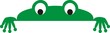 der kopf eines grünen Frosches in minimalistischem Comicstil  schaut nur mit den Augen über den Rand