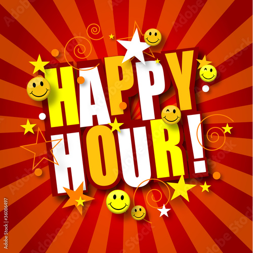 Happy hour (with smiley) Buy this stock vector and explore similar