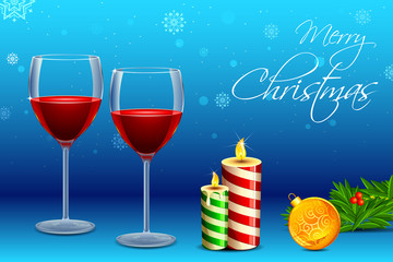 Poster - Wine Glass with Candle for Christmas