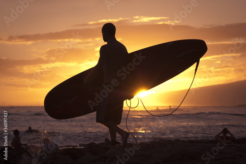 Fotoboard na płycie Silhouetted surfer