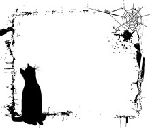 Halloween Cat  Vector Frame