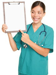 Wall Mural - Nurse showing clipboard sign