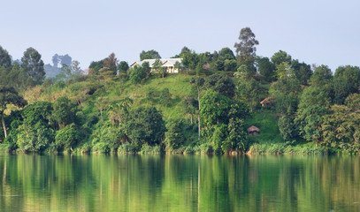 Poster - waterside scenery near Rwenzori Mountains in Africa