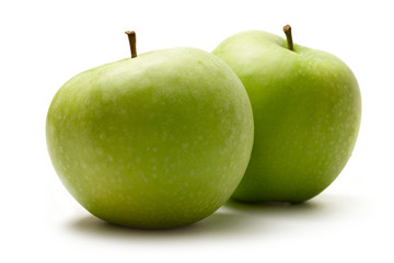 Wall Mural - Green apples isolated on the white background