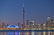 Toronto night skyline CN Tower downtown skyscrapers sunset Canad