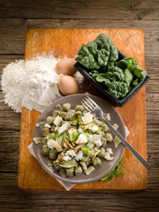 Poster - spinach gnocchi with ricotta zucchinis and parmesan flakes