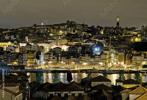 Naklejka samoprzylepna Porto riverside nocą w Portugalii
