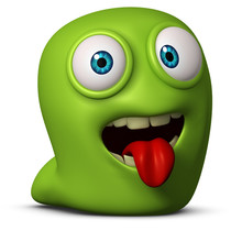 Green Worm Put Out His Tongue
