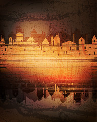 Wall Mural - grungy illustration with stylized city. eps10 vector