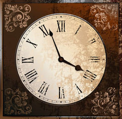 Wall Mural - Old grungy clock vector illustration. eps10