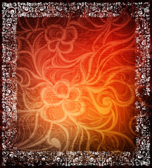 Wall Mural - Ornamented background with grungy frames. Eps10 vector