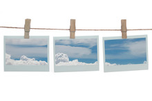 Polaroid Templates With Blue Clouds