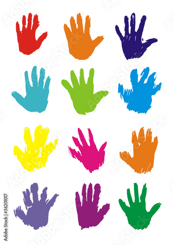Hand print icon 4 colors vector image on VectorStock Color vector, Vector free, 