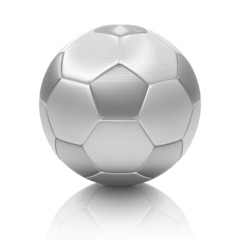 silver soccer ball isolated on white background