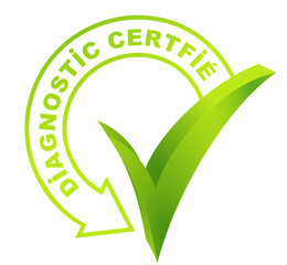 Fototapete - diagnostic certifié sur symbole vert 3d