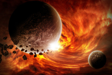 Wall Mural - planet landscape illustration earth apocalypse