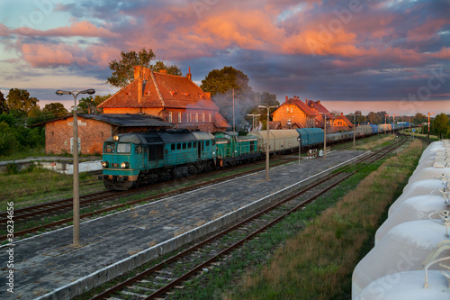 Fototapeta na wymiar Freight diesel train