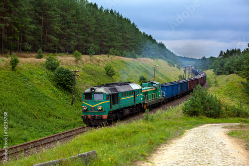Naklejka samoprzylepna Towarowy pociąg diesel
