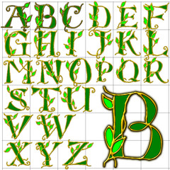 Wall Mural - abc alphabet background leaves design