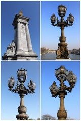 Canvas Print - Carte postale du pont Alexander III à Paris