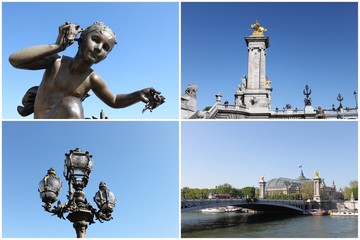 Canvas Print - Carte postale du pont Alexander III à Paris