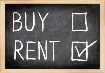 Rent not buy blackboard concept