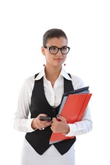 Sticker - Young businesswoman with folders