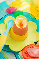 breakfast with soft boiled egg for child