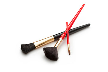 Make-up brushes isolated on the white background