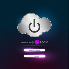 Vector power button. Login page