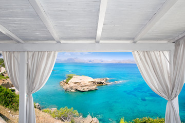 Canvas Print - Gazebo white in Alcudia north Mallorca island