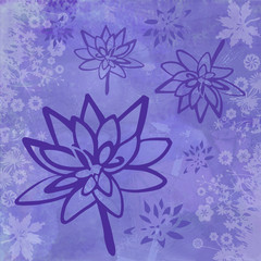 Fotomurales - Fond Abstrait avec Fleurs de Lotus et Bordure - Illustration