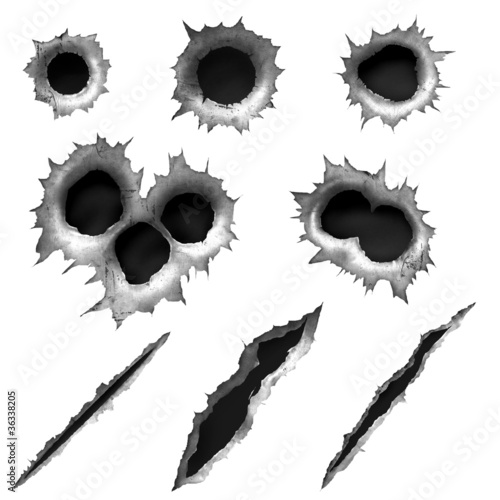 Cuadros en Lienzo BULLET HOLES AND SLASHES