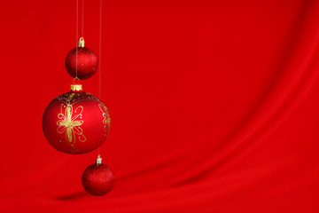 Wall Mural - red christmas ball