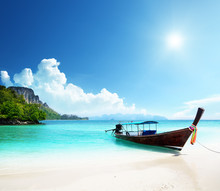 Long Boat And Poda Island In Thailand