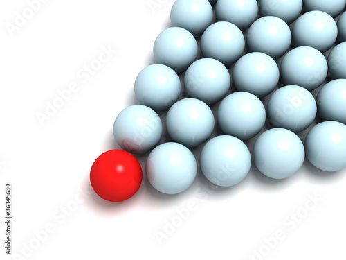 individuality concept. balls arrow
